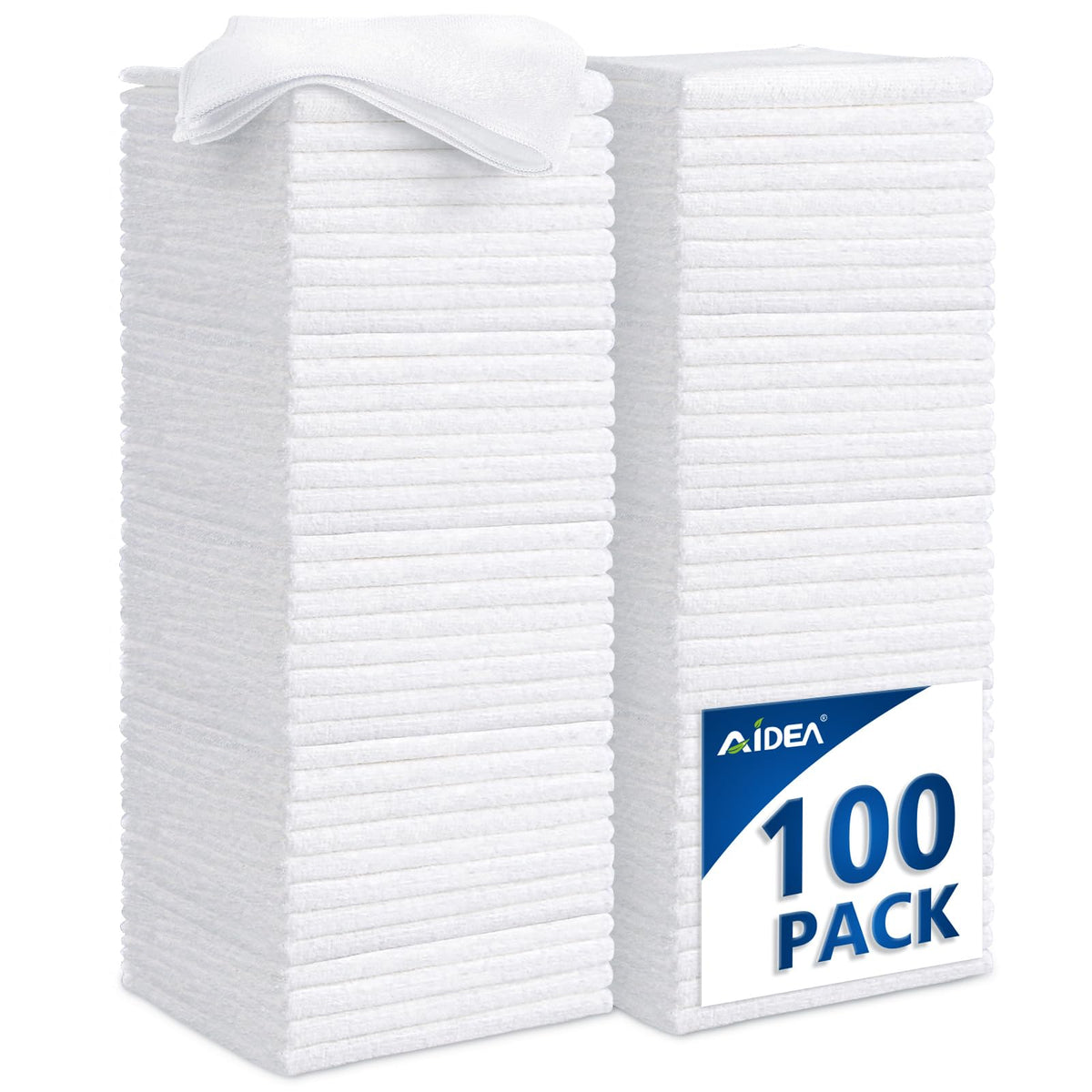 AIDEA White Microfiber Cleaning Cloth-12PK, Cleaning Rags 12"x 12" Reusable