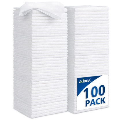 AIDEA White Microfiber Cleaning Cloth-12PK, Cleaning Rags 12"x 12" Reusable