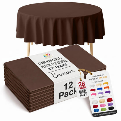Exquisite Ivory Plastic Table Cloth Disposable 12 Pack, 54 x 108 Inch