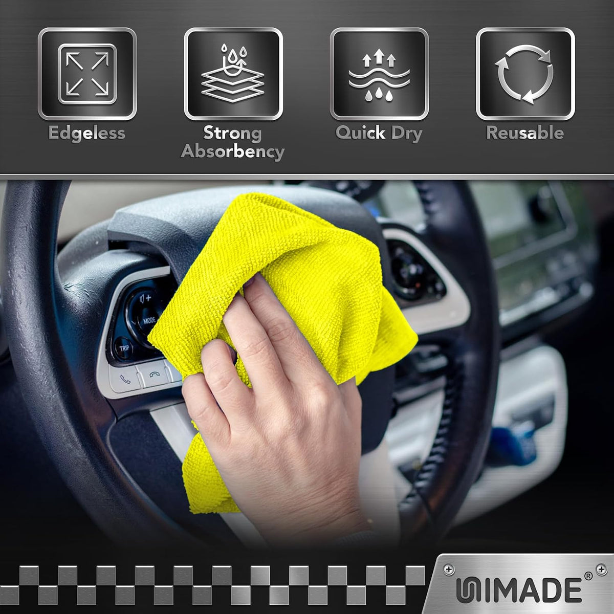UNIMADE Microfiber Cleaning Cloth, 100PK Commercial Grade Work Rags