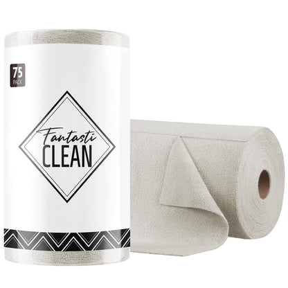 Fantasticlean Microfiber Cleaning Cloth Roll -75 Pack, 12" x 12" (Pink)