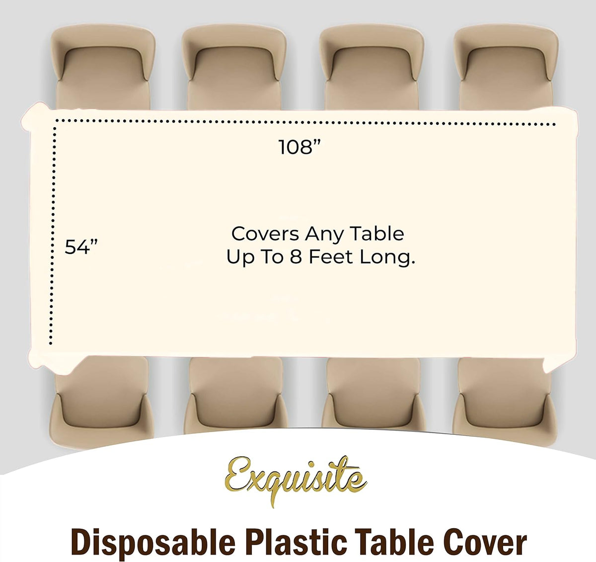 Exquisite Ivory Plastic Table Cloth Disposable 12 Pack, 54 x 108 Inch