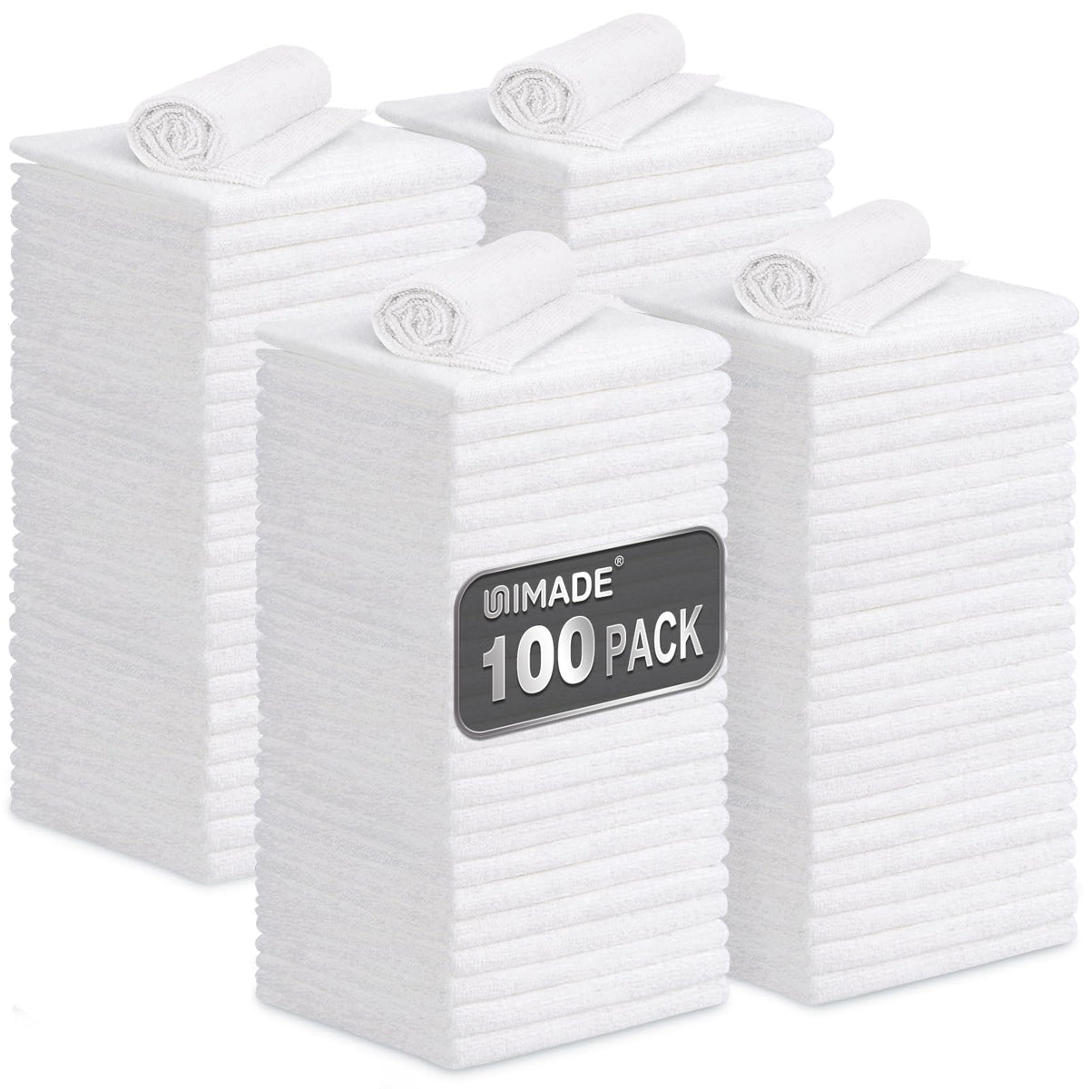 UNIMADE Microfiber Cleaning Cloth, 100PK Commercial Grade Work Rags