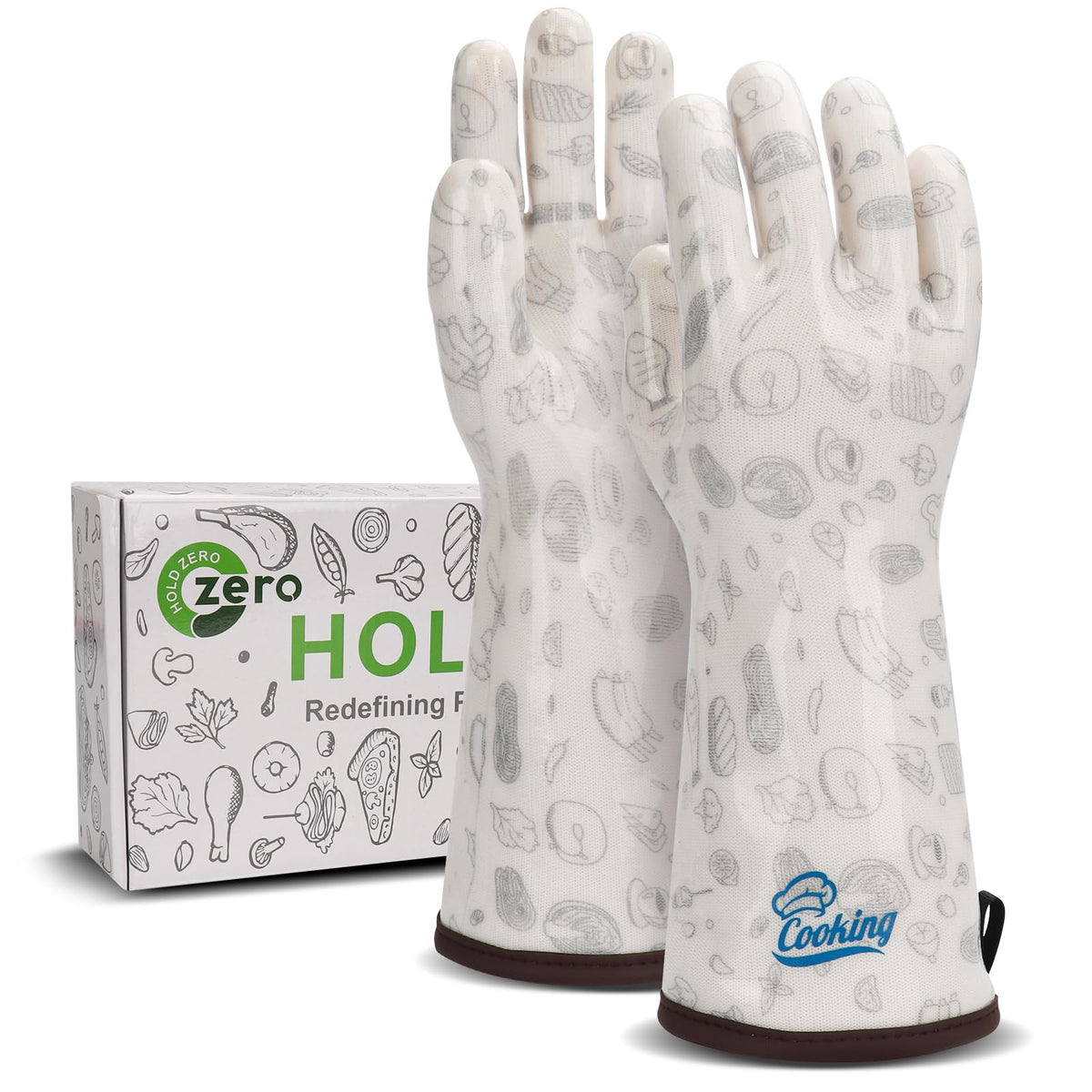 Heat Resistant Gloves Food Grade Oven Mitts Liquid Silicone with Nylon Line Reusable Waterproof for Women Handle Hot Food White Small