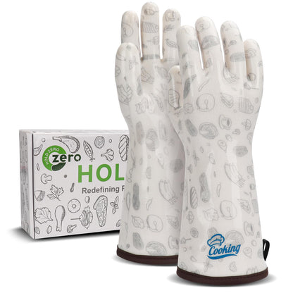 Heat Resistant Gloves Food Grade Oven Mitts Liquid Silicone with Nylon Line Reusable Waterproof for Women Handle Hot Food White Small