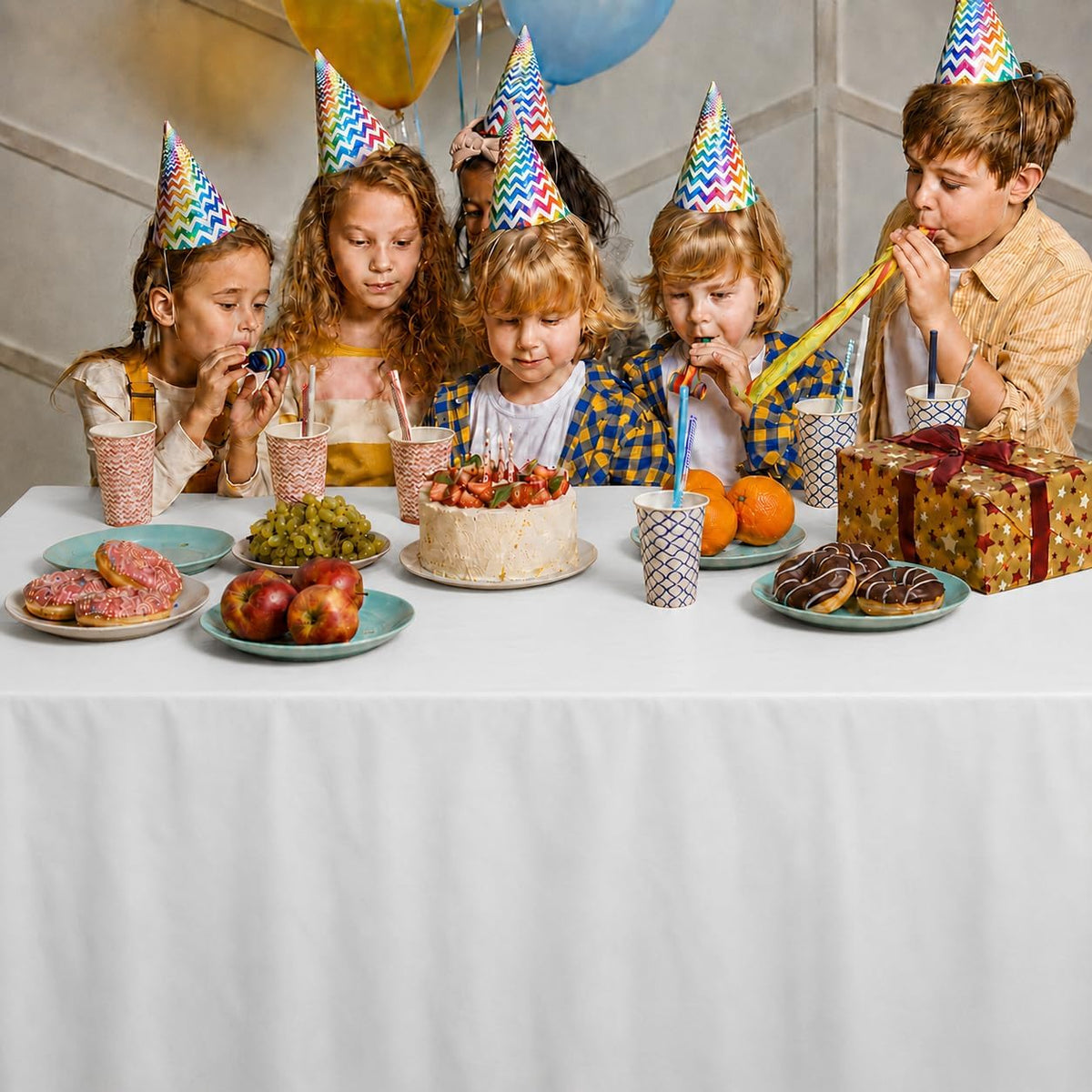 Party Dimensions White Disposable Plastic Tablecloth for Rectangle Tables (12 Pack) Table Cloths for Parties, Events & Weddings, Indoors Outdoors, 54 x 108 inches, Plastic Table Cover