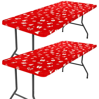 Moosfor 2 Pack Rectangle Spandex Fitted Table Cloth, 6FT Elastic Tablecloth
