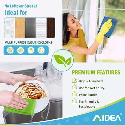 AIDEA Microfiber Cleaning Cloth-50PK, Microfiber Towels for Cars, 12"×12"
