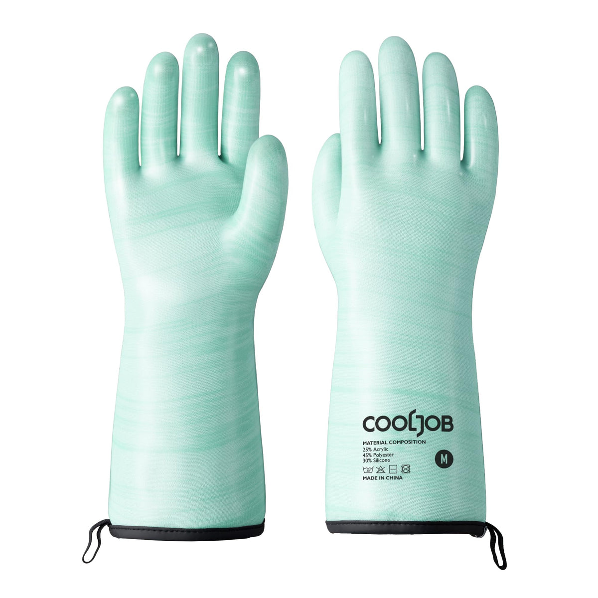 COOLJOB Heat Resistant Oven Gloves, Waterproof BBQ Mitts, Blue, Large