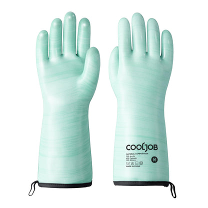 COOLJOB Heat Resistant Oven Gloves, Waterproof BBQ Mitts, Blue, Large