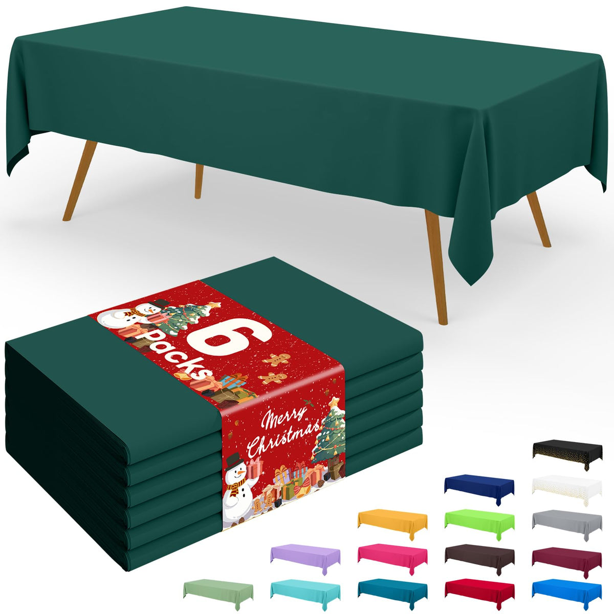 Smiry Plastic Disposable Waterproof Table Cloth - 54 x 108 Inch, 6 Packs