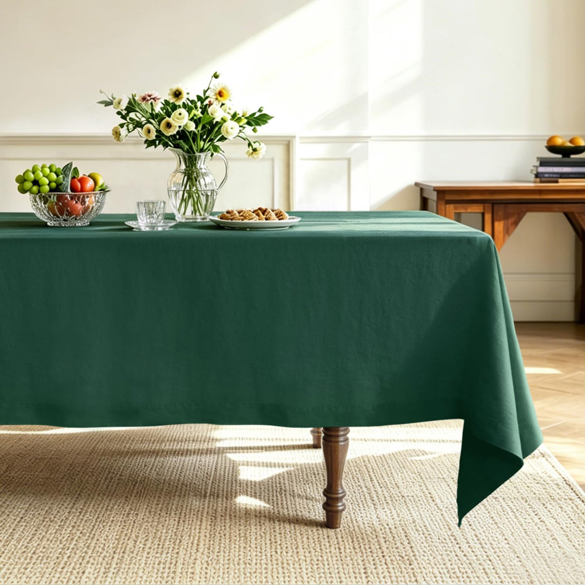 Linen World Linen Tablecloth,100% French Linen Natural Tablecloth 132" x 90" Inch,Washable Rectangular Tablecloth for Dining,Outdoor,Weddings and Restaurants,Decorative Thanksgiving Christmas