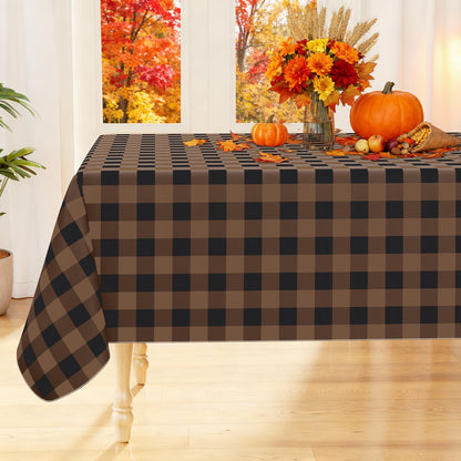Smiry Fall Tablecloth, Flannel Backed Vinyl Table Cloth, 60"x84"
