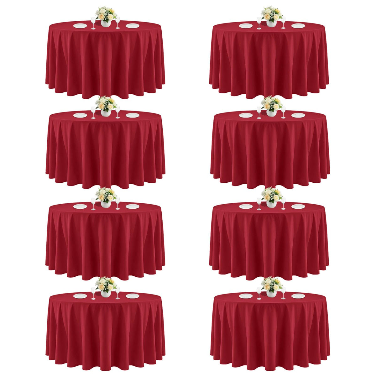 White Rectangle Table Cloth 60 x 102 Inch, 8 Pack