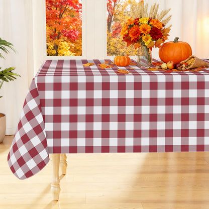 Smiry Fall Tablecloth, Flannel Backed Vinyl Table Cloth, 60"x84"