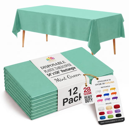 Exquisite Ivory Plastic Table Cloth Disposable 12 Pack, 54 x 108 Inch