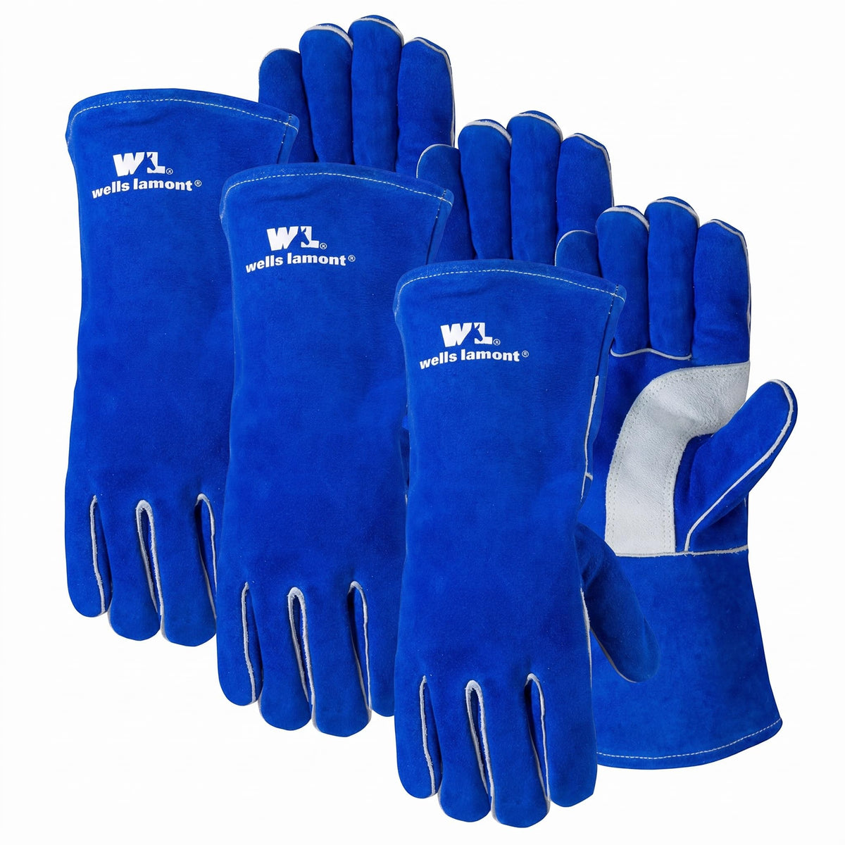 Wells Lamont Men's Welding Gloves, Split Cowhide Leather, Blue, Large