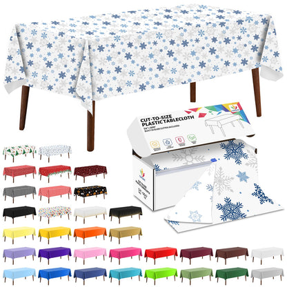 CXPSINC White Plastic Table Cloth Disposable Tablecloth Roll 54 Inch X 300 Feet Plastic Table Cover Roll with Slide Cutter for Picnics, Parties, Banquet, Birthdays, Weddings