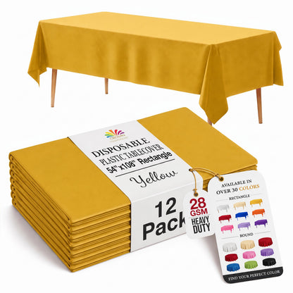 Exquisite Ivory Plastic Table Cloth Disposable 12 Pack, 54 x 108 Inch