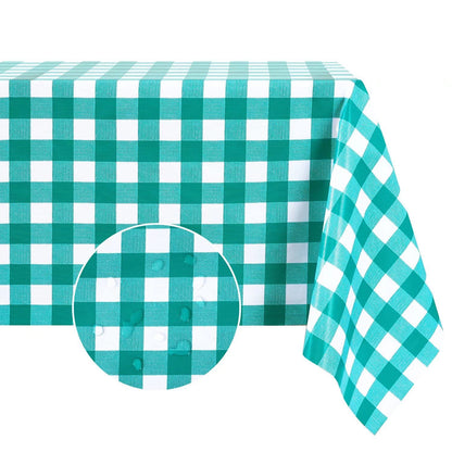 Romanstile Gingham Vinyl Tablecloth, Rectangle 54 x 78, Light Blue