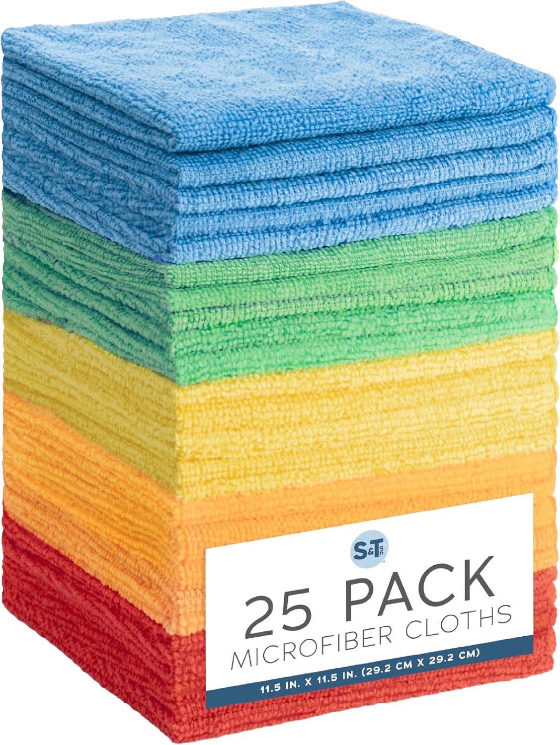 S&T INC. Microfiber Cleaning Cloth, 25 Pack, 11.5" x 11.5"