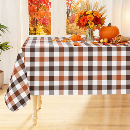 Smiry Fall Tablecloth, Flannel Backed Vinyl Table Cloth, 60"x84"