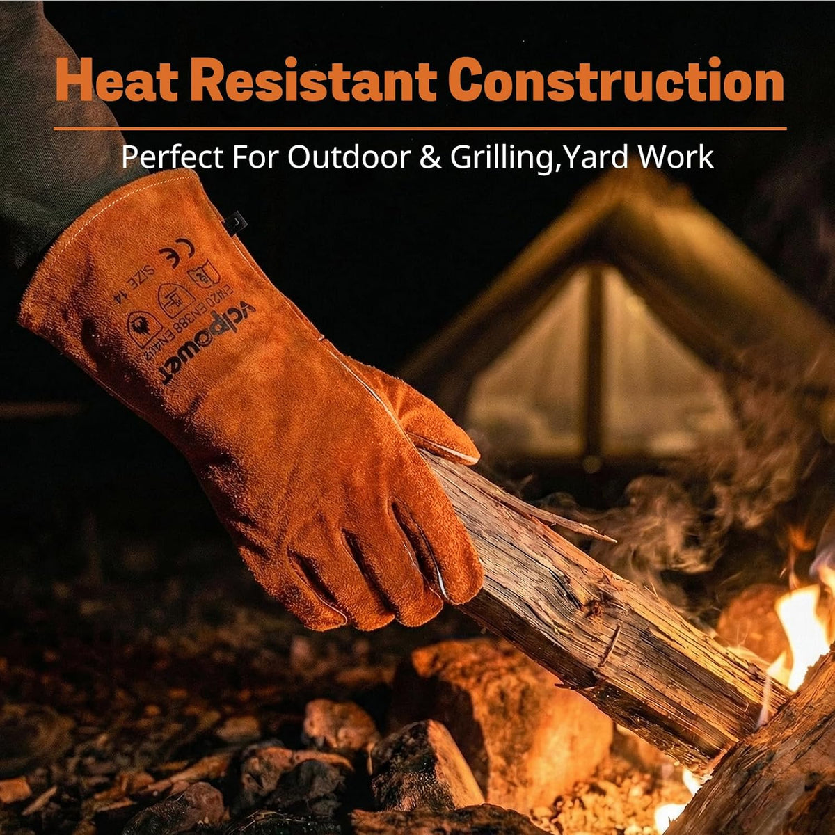 vclpower 14-Inch Welding Gloves,Heat-Resistant up to 662°F for Fire Pit,BBQ