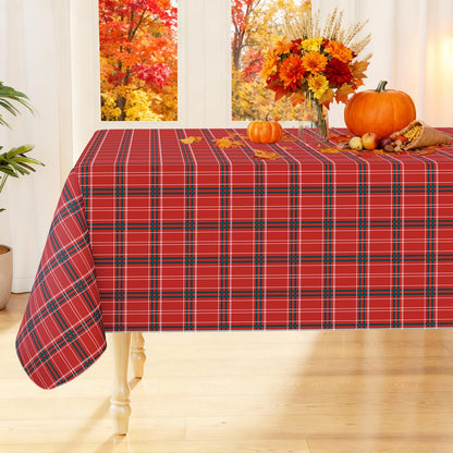 Smiry Fall Tablecloth, Flannel Backed Vinyl Table Cloth, 60"x84"