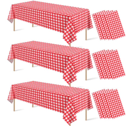 6 Pcs Sage Green Gingham Tablecloths, Checkered Table Covers 54 x 108 Inch
