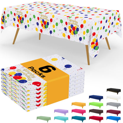 Smiry Plastic Disposable Waterproof Table Cloth - 54 x 108 Inch, 6 Packs