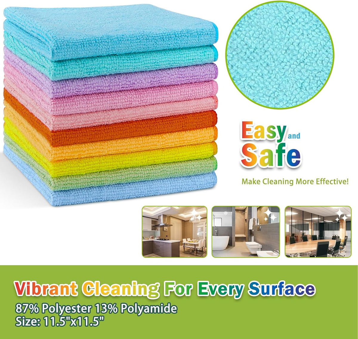 AIDEA Microfiber Cleaning Cloth-20PK, Microfiber Towels, Rags,11.5"×11.5"