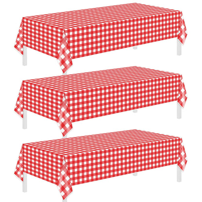 Childom 3 Pack Pink Plastic Tablecloth for Rectangle Tables 54" x 108" Pink Disposable Table Cloth for Mothers Day Decorations,Plastic Table Cover for Birthday Graduation Party Christmas Anniversary