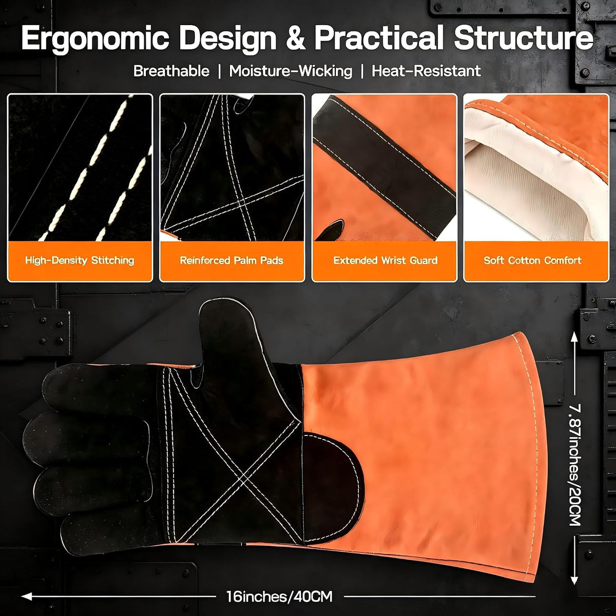 Heavy Duty Welding Gloves XL, 16" Premium Welding Gloves for Men