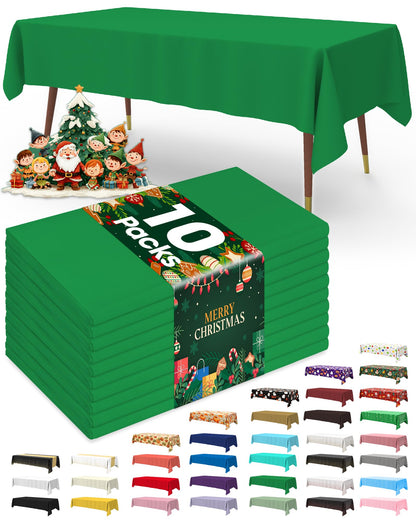 Pureegg Plastic Table Cloth Disposable 54x108 Inch 10 Pack, White