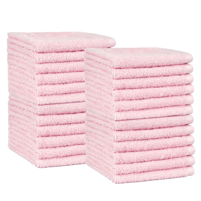 Amazon Basics Fast Drying Cotton Washcloths for Bathroom, Machine Washable, Soft and Highly Absorbent, 12 x 12 in, White, 24-Pack