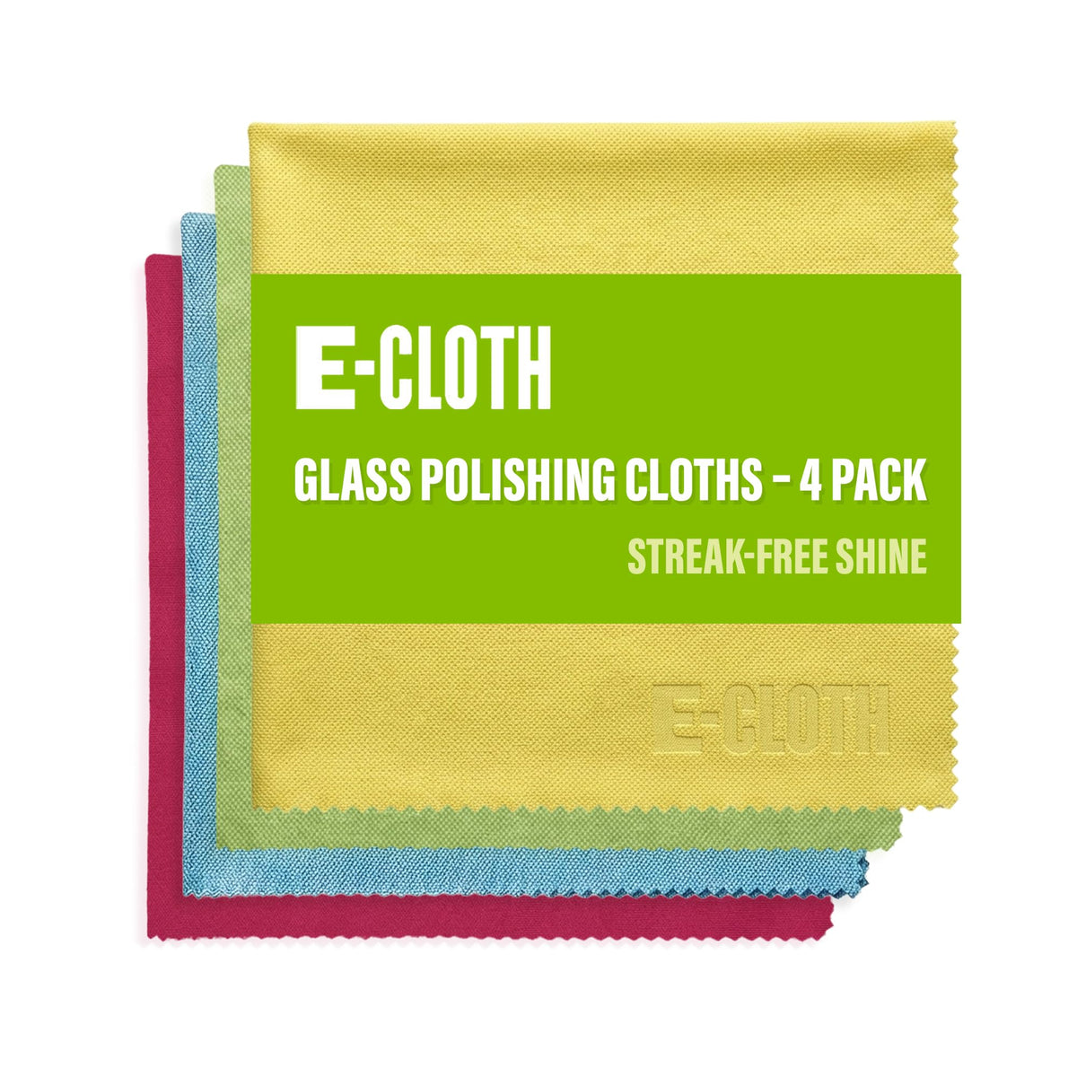 E-Cloth Glass & Polishing Cloth - Reusable & Durable Glass Cleaner - 4 Pack