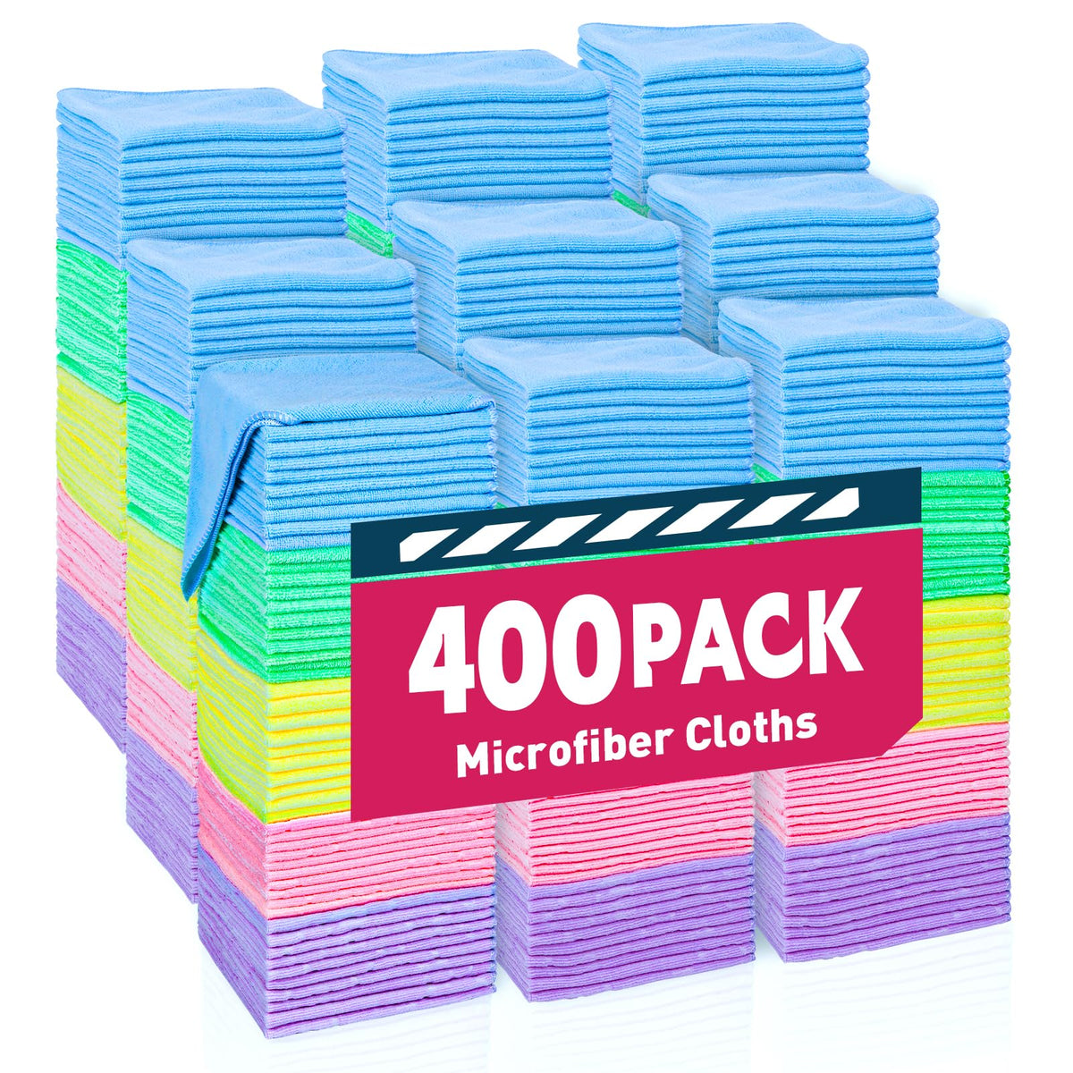 TEAWOO Microfiber Cleaning Cloths-50 Pack, Microfiber Towels Bulk