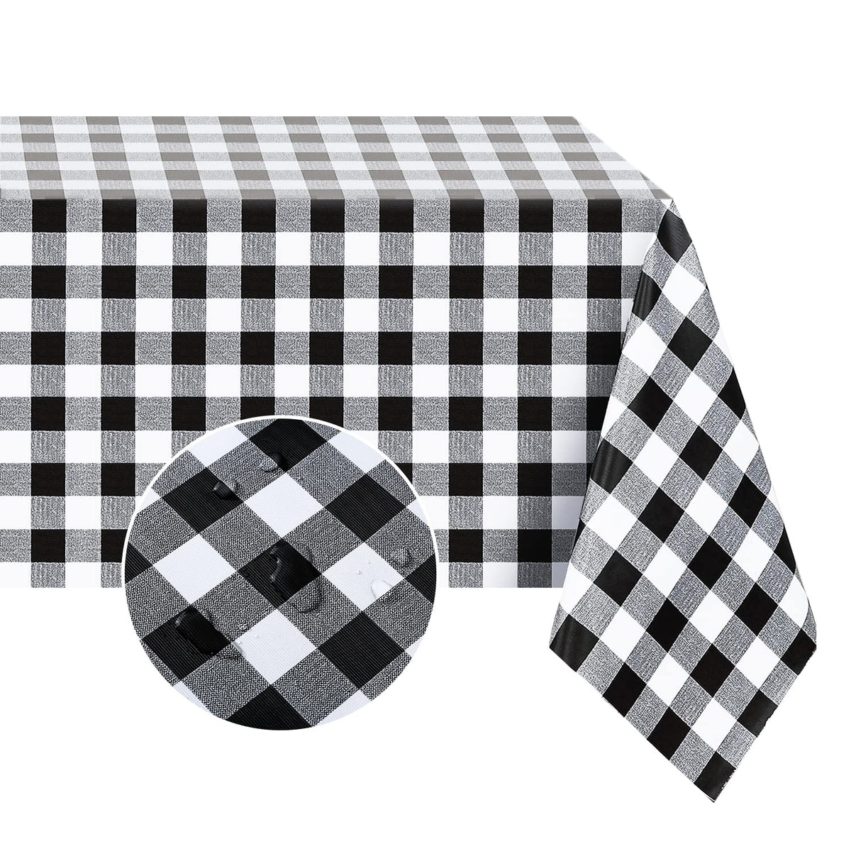 Romanstile Gingham Vinyl Tablecloth, Rectangle 54 x 78, Light Blue