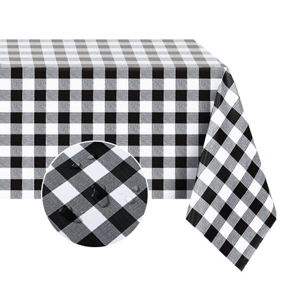 Romanstile Gingham Vinyl Tablecloth, Rectangle 54 x 78, Light Blue