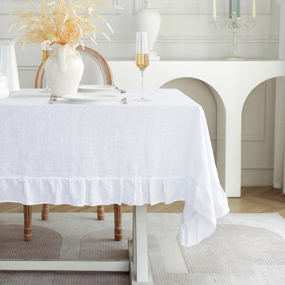 Linen World Linen Tablecloth,100% French Linen Natural Tablecloth 132" x 90" Inch,Washable Rectangular Tablecloth for Dining,Outdoor,Weddings and Restaurants,Decorative Thanksgiving Christmas