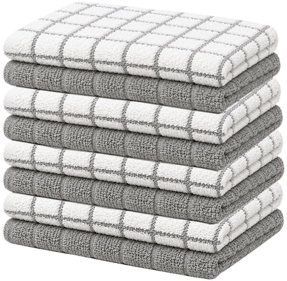 Bumble Dish Cloths (8-Pack), 100% Cotton Kitchen Towels, 12"x12" - Gray