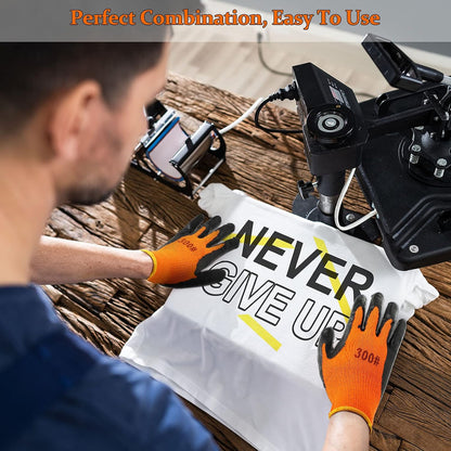 Honeydak 2 Pairs Heat Resistant Gloves Heat Transfer Gloves for Sublimation with 2 Rolls High Temperature Thermal Tape