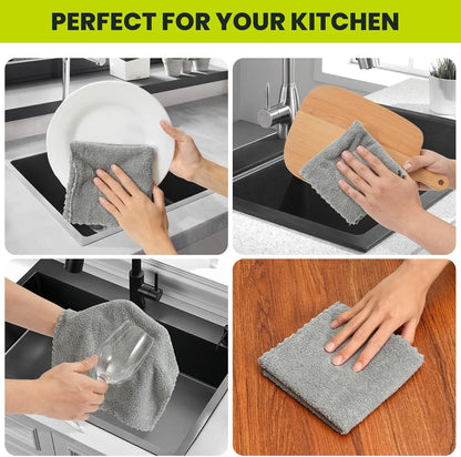 12 Pack Cleaning Cloth,Ultra Soft Absorbent Quick Drying Microfiber Cleaning rags,No scratches,Reusable,Washable,Lint Free Cleaning Towels for Kitchen,Window,Glass,car,11.8"×11.8",(Multicolor)