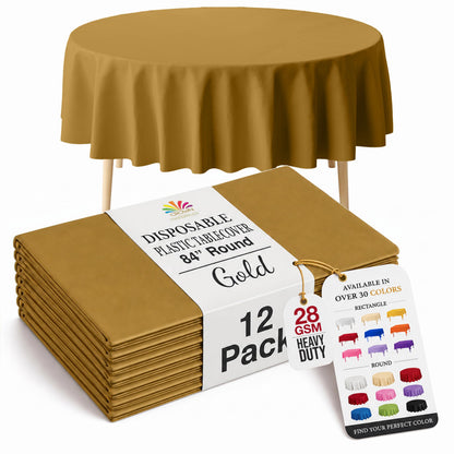 Exquisite Ivory Plastic Table Cloth Disposable 12 Pack, 54 x 108 Inch