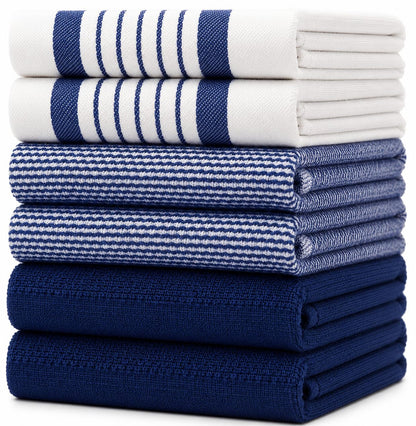 Premium Kitchen Towels 6 Pack 100% Cotton, 20"x28" Dish Towels - Grey