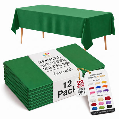 Exquisite Ivory Plastic Table Cloth Disposable 12 Pack, 54 x 108 Inch