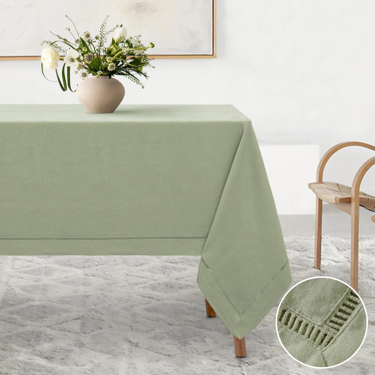 Linen World Linen Tablecloth,100% French Linen Natural Tablecloth 132" x 90" Inch,Washable Rectangular Tablecloth for Dining,Outdoor,Weddings and Restaurants,Decorative Thanksgiving Christmas