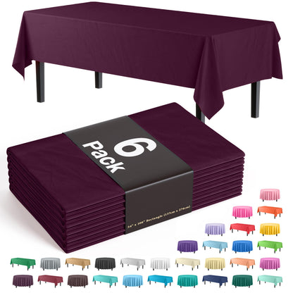 Exquisite Navy Plastic Table Cloth Disposable 6 Pack - 54 x 108 Inch Rectangle Tablecloth for 6 Foot Tables - Waterproof Table Cover for Party Wedding Birthday Graduation BBQ Catering