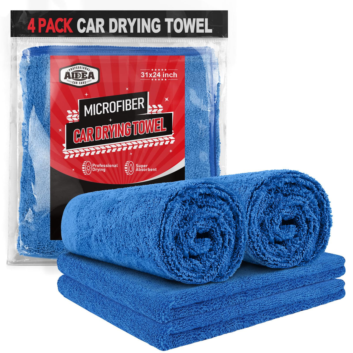 AIDEA Microfiber Cleaning Cloth 24 Pack, Microfiber Towels for Cars, Soft & Absorbent Cleaning Rags, Premium Lint Free Shop Towels for House, Kitchen, Car, 12inx16in