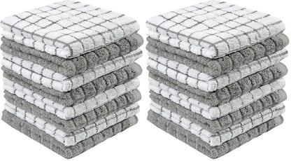 Bumble Dish Cloths (8-Pack), 100% Cotton Kitchen Towels, 12"x12" - Gray
